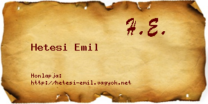 Hetesi Emil névjegykártya